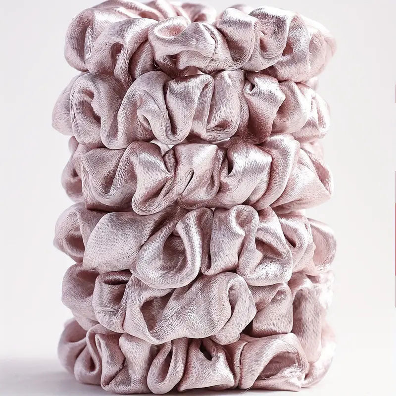 Satin scrunchies single colour 6-pack