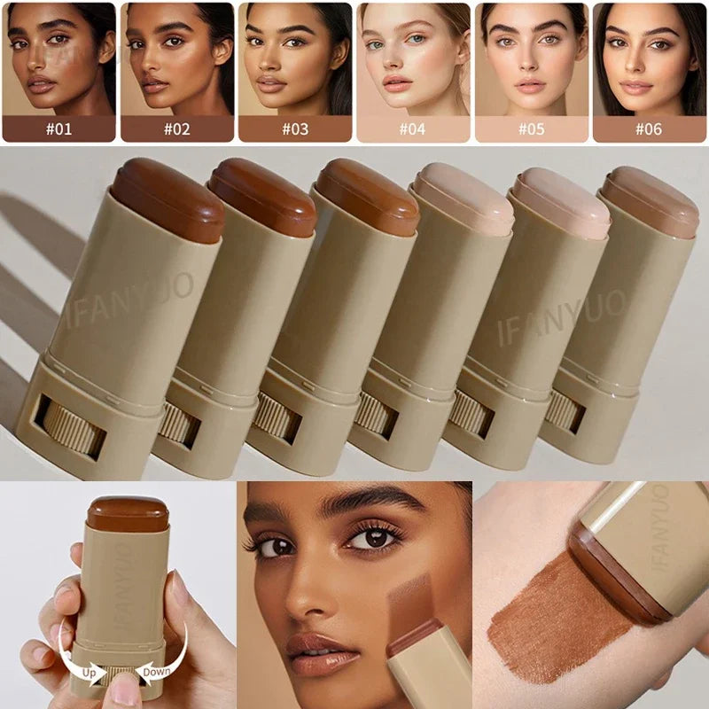 Transform Your Look with Our 6-Color Tinted Foundation Cream Stick - Waterproof, Oil-Control, and Acne-Covering for a Smooth, Radiant Finish!