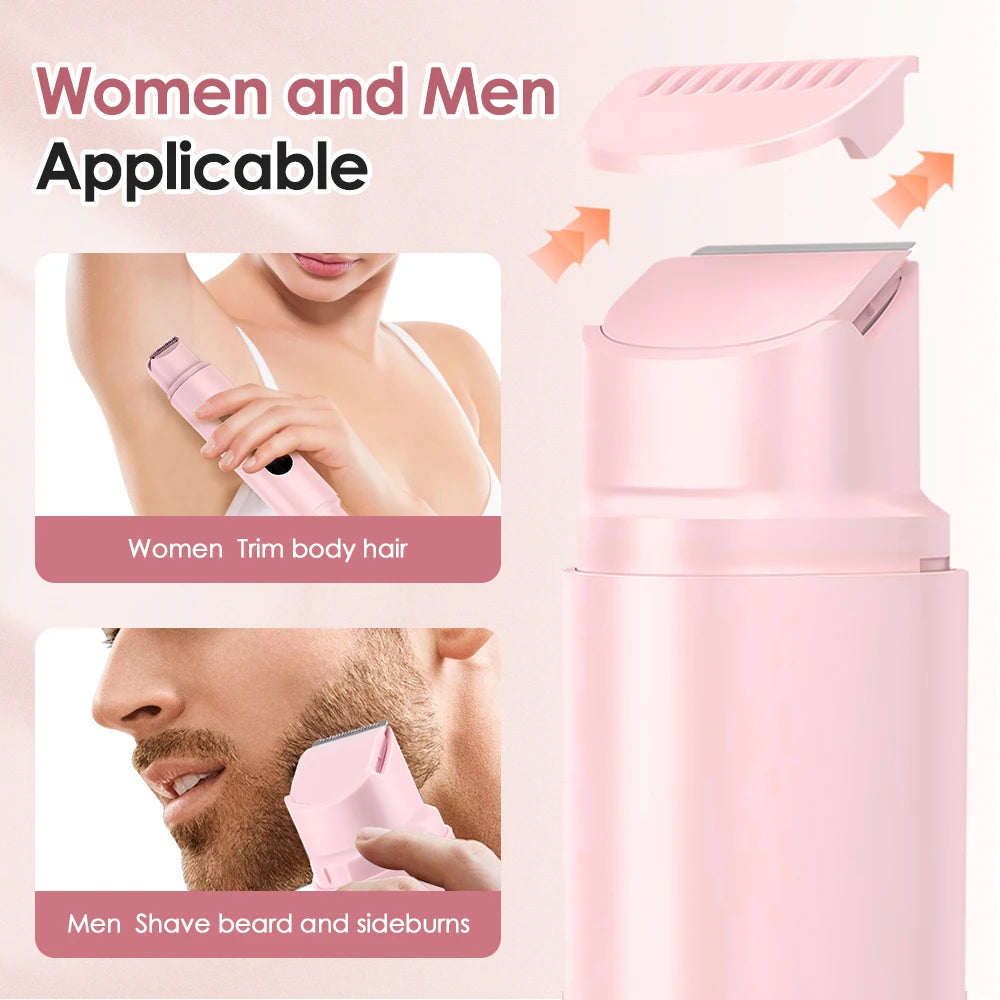 Revolutionary 2-in-1 Electric Shaver for Women - Waterproof Wet & Dry Hair Removal with Dual Bikini Trimmer Heads