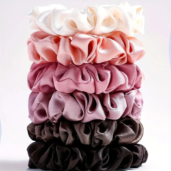 Satin Scrunchies 6-Pack — Gentle, No-Crease Hair Ties